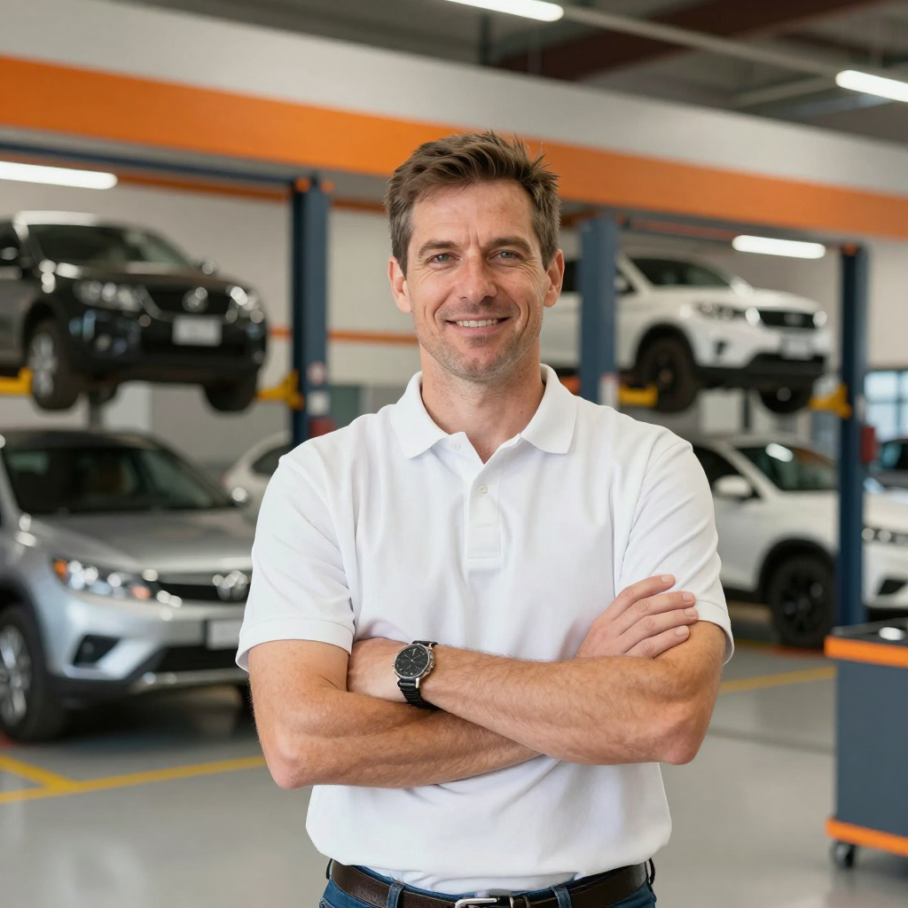 Multi-location auto repair shop owner managing their business